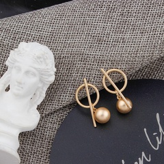 New fashion exaggerated matte OT buckle ball alloy earrings