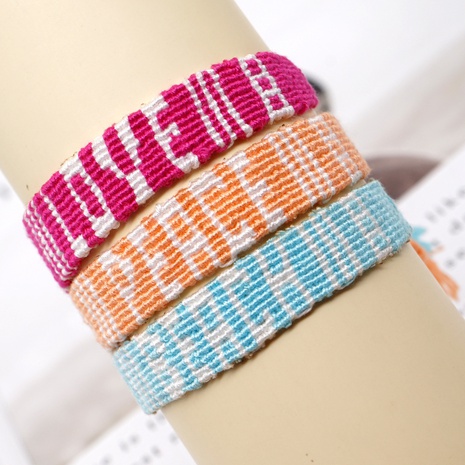 Bracelet tressé en coton de chanvre fait main de couleur unie simple bohème's discount tags