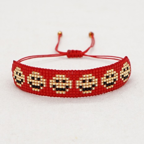 nouveau bracelet de corde smiley tissé à la main de perles de verre simples femmes's discount tags