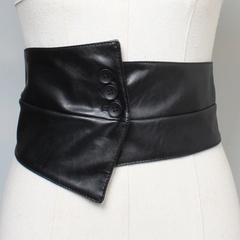 Black women's irregular ultra-wide decoration PU leather girdle