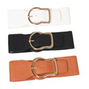 Irregular white pin buckle PU leather girdle womens decorative elastic wide beltpicture11