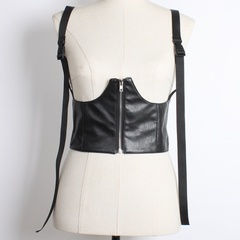Shirt thin schoolbag buckle strap female vest accessories black girdle