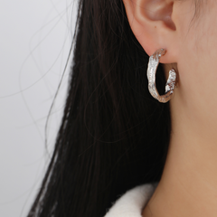 New hip hop c-shaped irregular embossed alloy earrings