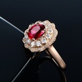 blood ruby flower full diamond open copper ring plated rose gold red crystalpicture12