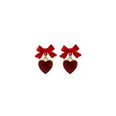 Boucles doreilles  nud long pompon en diamant dgoulinant dhuile de coeur rouge simplepicture12