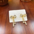 Gold bow new tassel long zircon alloy earringspicture11
