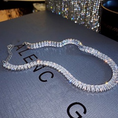 Fashion Sparkling Crystal Zircon Geometric Alloy Necklace
