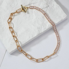 Fashion Crystal Zircon Splicing Chain OT Buckle Alloy Necklace