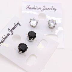 Fashion Crystal Zircon Magnet Pierced Stud Earrings