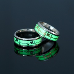 Classic New Fashion Jewelry Stainless Steel Heartbeat Couple Love Luminous Luminous Rings 2