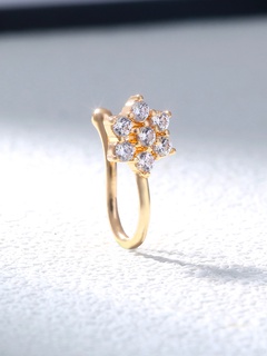 Nueva joyería de moda flor circón nariz anillo en forma de U micro-set flor circón nariz anillo falso nariz anillo piercing joyería para mujeres 1