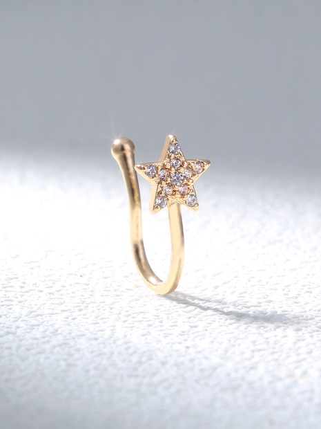 Moda y joyería popular micro-set circón estrella de cinco puntas nariz anillo falso nariz anillo piercing joyería para mujeres 1's discount tags