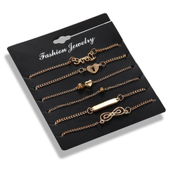 fashion letter love heart multi-element alloy bracelet 5-piece set