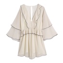 2022 Summer White Long Sleeve Solid Color Ruffle Jumpsuitpicture6