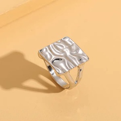 fashion geometric square wide-faced embossed alloy ring