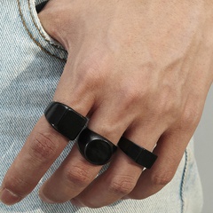 Men's Fashionable Simple Glossy Geometric Thick Rings Set of 3