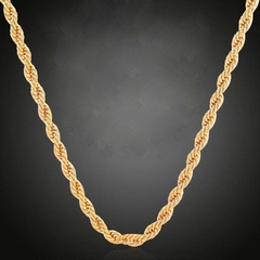 Simple chain twist golden long alloy necklace