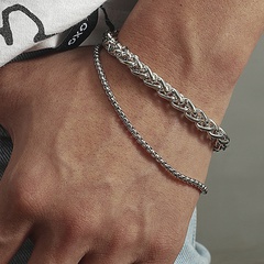 Men's Simple Fashion Thick Chain Double Layer Alloy Bracelet