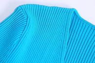 2022 printemps nouvelle couleur unie bleu veste en tricot  manches longuespicture8