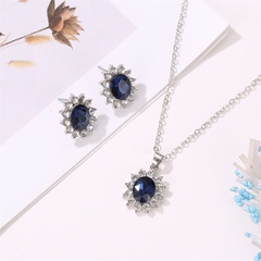 Conjunto de aretes de collar de flores de piedras preciosas de cristal de diamantes de imitación de moda