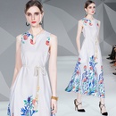 2022 summer new fashion vneck tie print sleeveless dress womens clothingpicture8