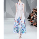 2022 summer new fashion vneck tie print sleeveless dress womens clothingpicture9