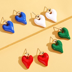 Fashion jewelry simple geometric heart-shaped drop oil alloy earrings