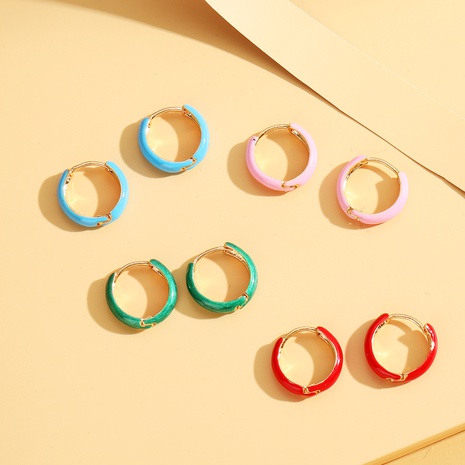 wholesale women's geometric circle drop oil candy color copper ear buckle's discount tags
