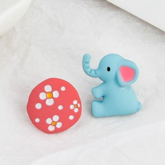 fashion candy color cartoon elephant asymmetric hit color stud earrings