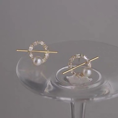 new style pearl circle inlaid rhinestone stud earrings