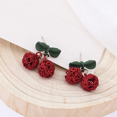 simple hollow winding cherry pendent new cute alloy earrings female