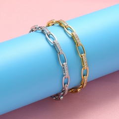 Micro-inlaid zircon new cable chain bracelet copper gold-plated