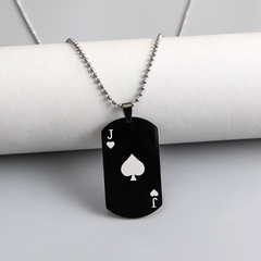 Punk Stainless Steel Poker Letter J Pendent Necklace