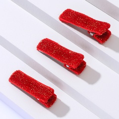 3-teiliges kleines rotes Plüsch-Damen-Haarspangen-Set