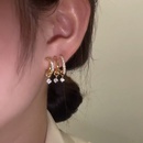 Ohrringe weiblich cool gut aussehend japanisch und koreanisch einfache Nische Design ein Ohrloch 3 Kreise Zirkon Quaste 925 Silber Nadelnetz rote Ohrringepicture14