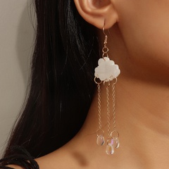 Fashion Jewelry Tassel Crystal Water Drop Cloud Alloy Earrings