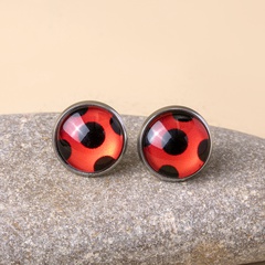simple geometric ladybug cat paw alloy stud earrings