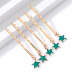 5-piece set of new Korean creative women's green star bangs one word clip hairpin set