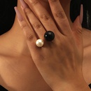 fashion geometric black white pearls alloy ringpicture6