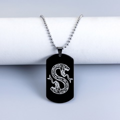 Stainless steel snake printing tag pendent necklace