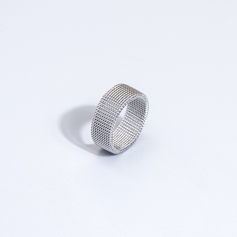 Einfacher mehrreihiger geometrischer dicker Ring aus Edelstahl's discount tags