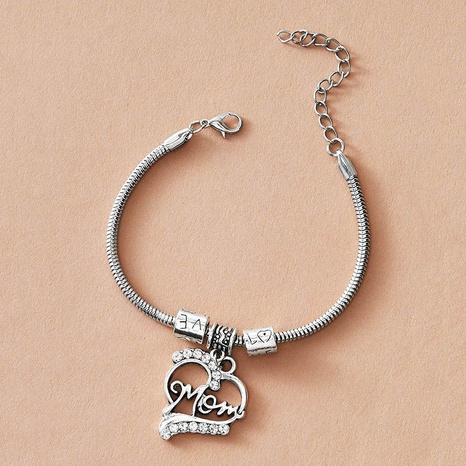 Bracelet de coeur de maman de lettre de strass alliage de mode vintage's discount tags