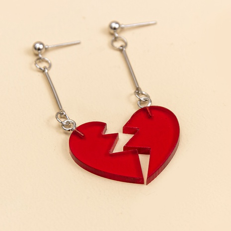 Fashion Acrylic Red Peach Heart Two Half Hearts Earrings's discount tags