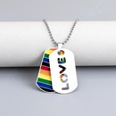 Rainbow LOVE drip oil tag pendent alloy beads chain necklacepicture5