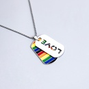 Rainbow LOVE drip oil tag pendent alloy beads chain necklacepicture7