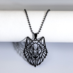 Punk-Edelstahl-Wolfskopf-hohle hängende Halskette