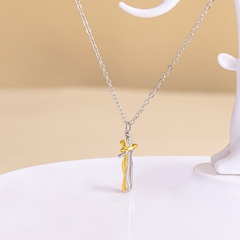 simple couple hug figures pendent alloy necklace