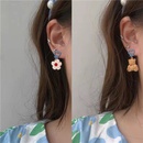 New Japanese and Korean ins style personality simple temperament cute earrings peach heart asymmetric bear flower earringspicture7