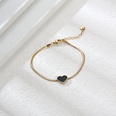Titanium Steel Plated 14K Gold Simple Heart Shaped Black Shell Flat Snake Chain Braceletpicture9