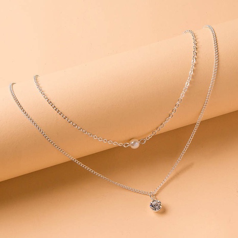 Fashion Jewelry Rhinestone Pearl Double Layer Necklace's discount tags